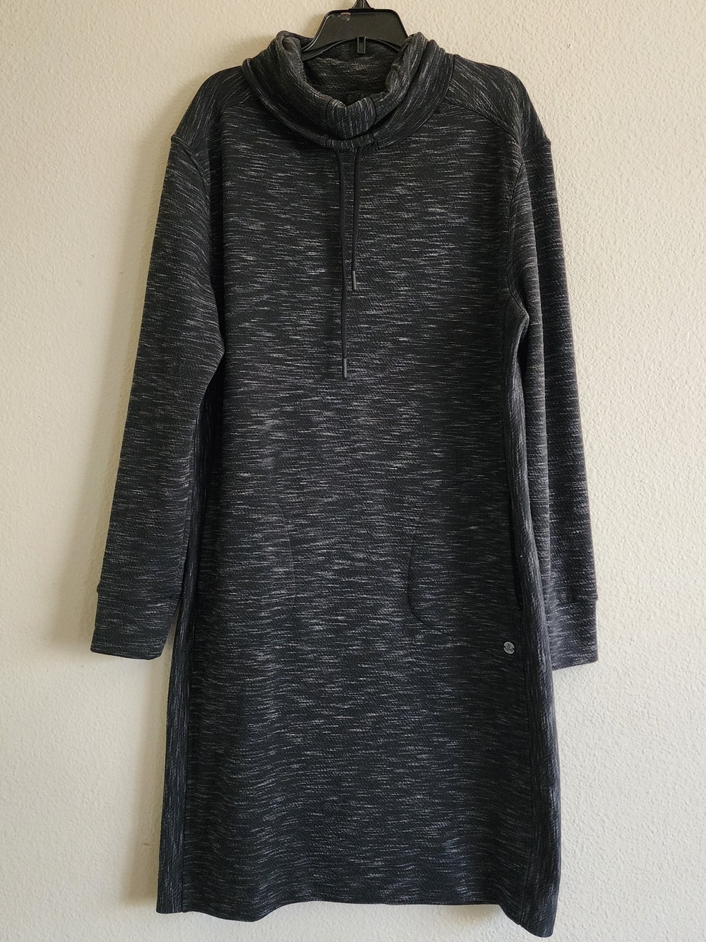 prAna Women's Size Large Charcoal Gray Cowl Neck Long Sleeve Tunic Dress - Picture 1 of 9